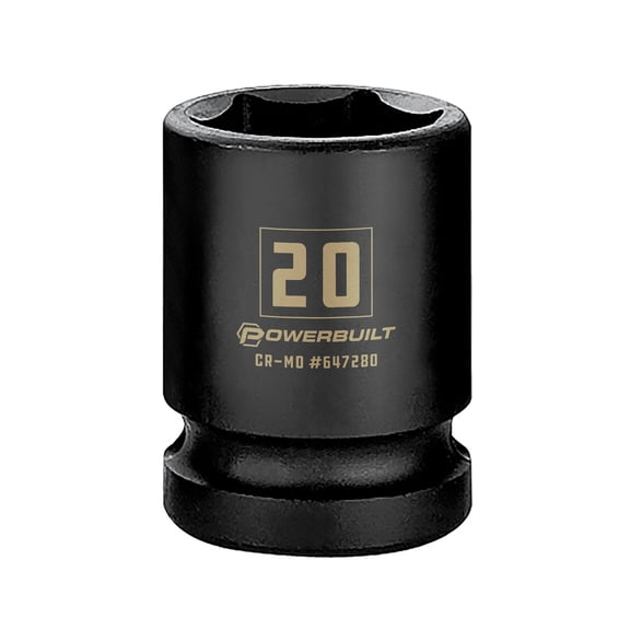 Powerbuilt 1/2 Inch Drive x 20 MM 6 Point Impact Socket - 647280