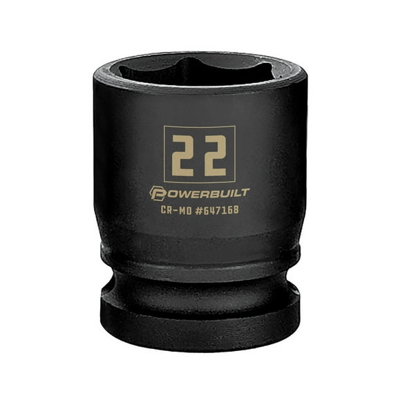 Powerbuilt 1/2 Inch Drive x 22 MM 6 Point Impact Socket - 647168