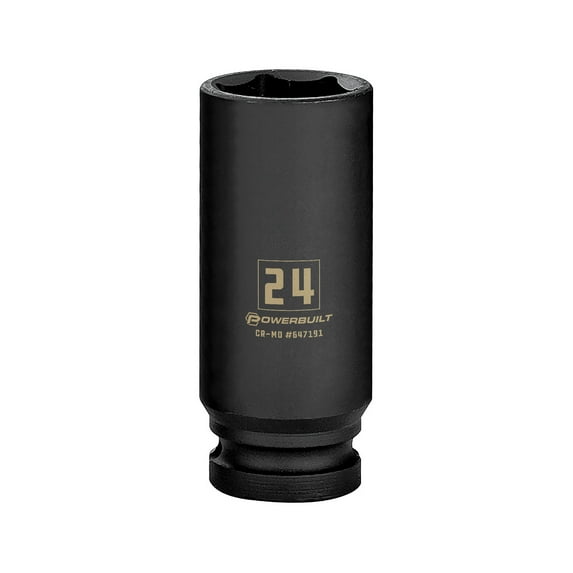 Powerbuilt 1/2 Inch Drive x 24 MM 6 Point Deep Impact Socket - 647191
