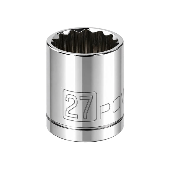 Powerbuilt 1/2 Inch Drive x 27 MM 12 Point Shallow Socket - 642034