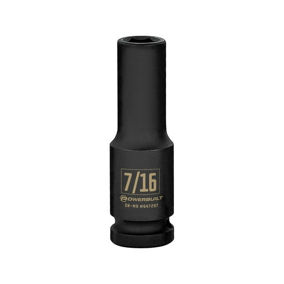 Powerbuilt 1/2 Inch Drive x 7/16 Inch 6 Point Deep Impact Socket - 647297