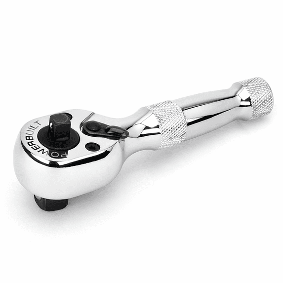 Powerbuilt 1/4 Inch and 3/8 Inch Drive 72 Teeth Dual Head Stubby Ratchet - 940931