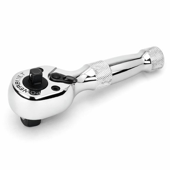 Powerbuilt 1/4 Inch and 3/8 Inch Drive 72 Teeth Dual Head Stubby Ratchet - 940931