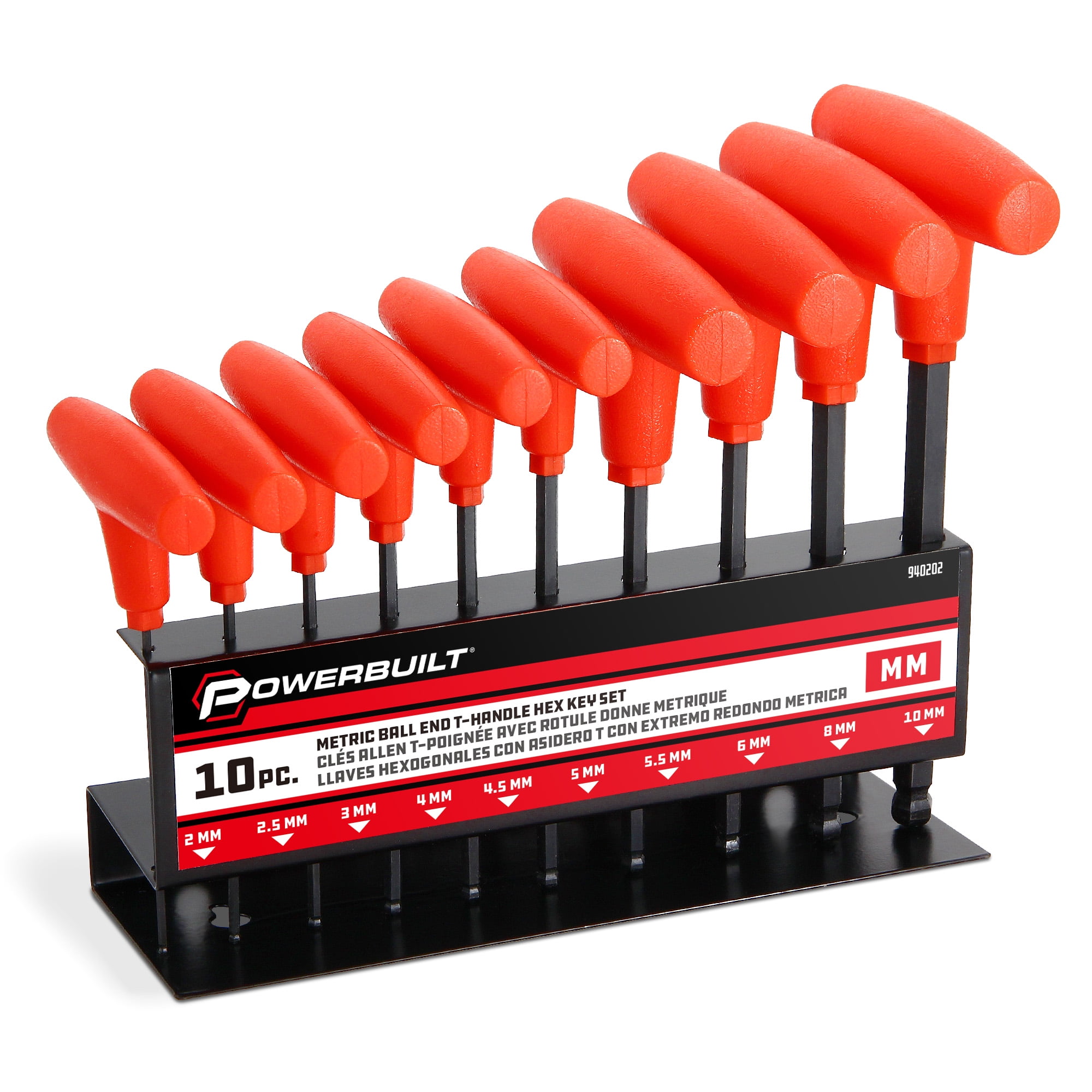 Powerbuilt 10 Piece Metric T-Handle Hex Key Wrench Set - 940202