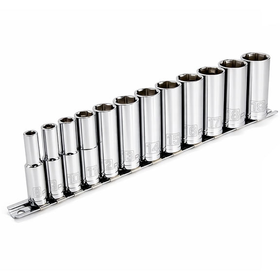 Powerbuilt 12 Piece 3/8 Inch Drive Metric 6 Point Deep Socket Set - 645009