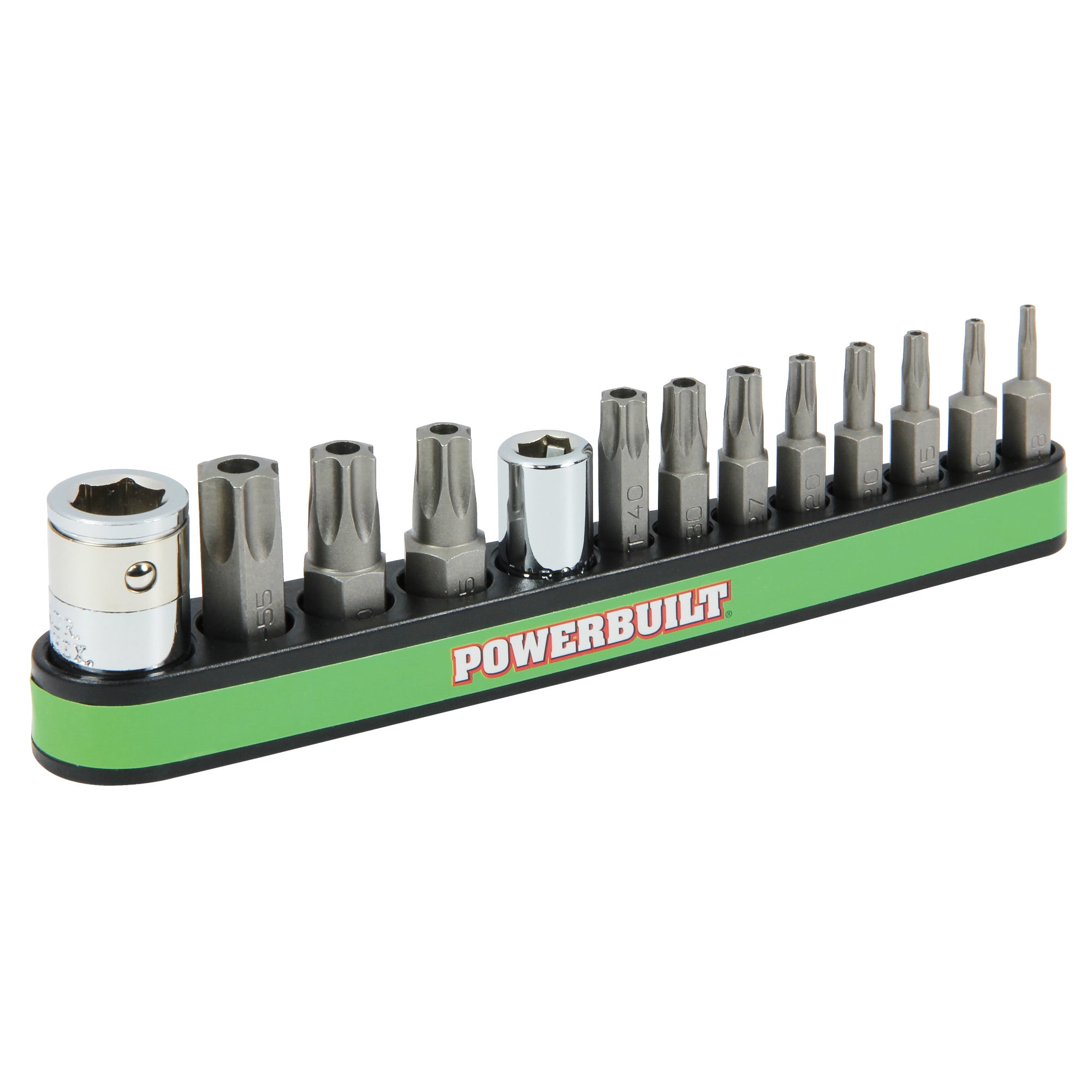 Powerbuilt 13-Piece Hex Tamper-Proof Star Bit Socket Set with Magnetic Holder