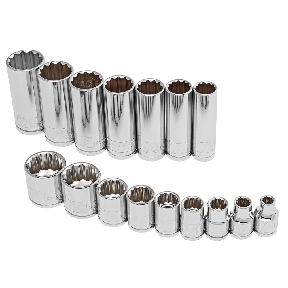 Powerbuilt 16 Piece 3/8 Inch Drive SAE 12 Point Socket Set - 941539 ...