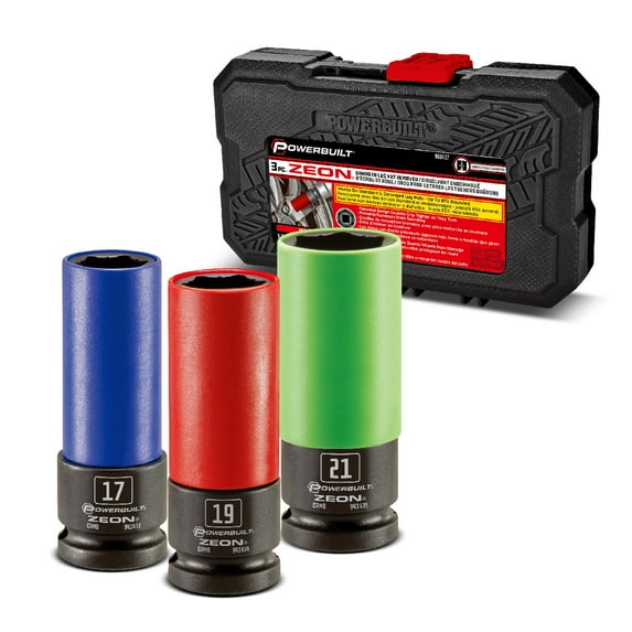 Powerbuilt 3 Piece Zeon Metric Lug Nut Socket Set for Damaged Lug Nuts - 240098