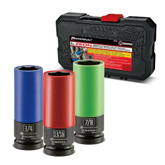 Powerbuilt 3 Piece Zeon SAE Lug Nut Socket Set for Damaged Lug Nuts - 240097