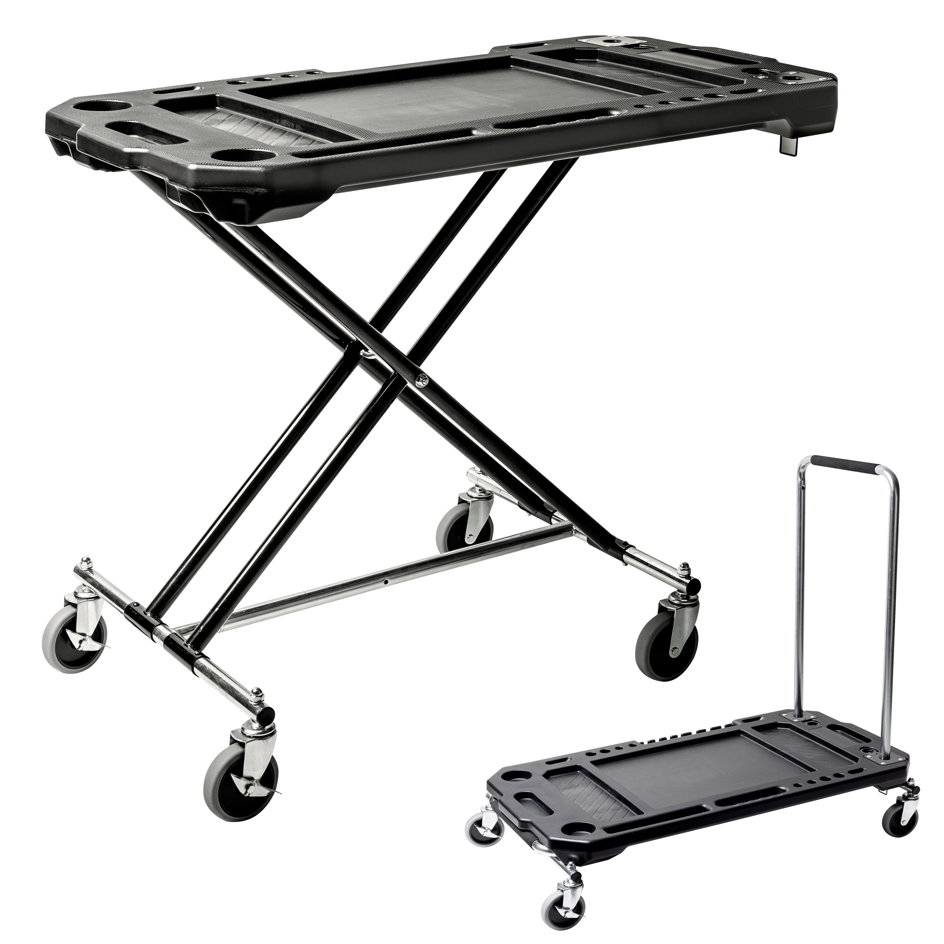 Black Adjustable 3-in-1 Work Table and Dolly Cart