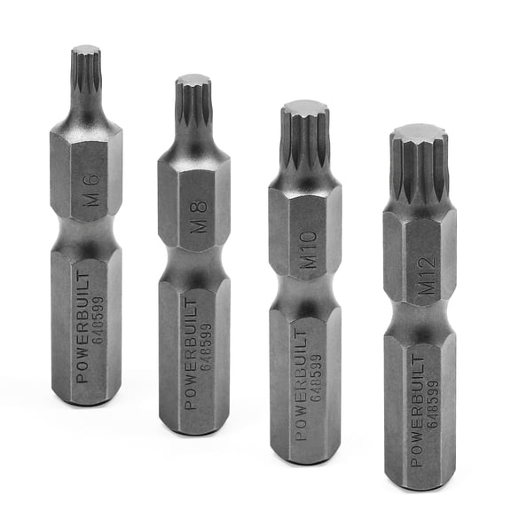Powerbuilt 4 Pc. XZN Triple Square Spline Bit 12 Point Set - 648599