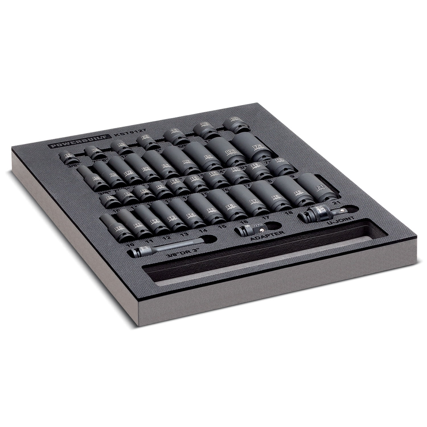 Powerbuilt 40 Piece 3/8 Inch Drive 6 Point SAE & Metric Pro Tech Impact Socket Set - 949011