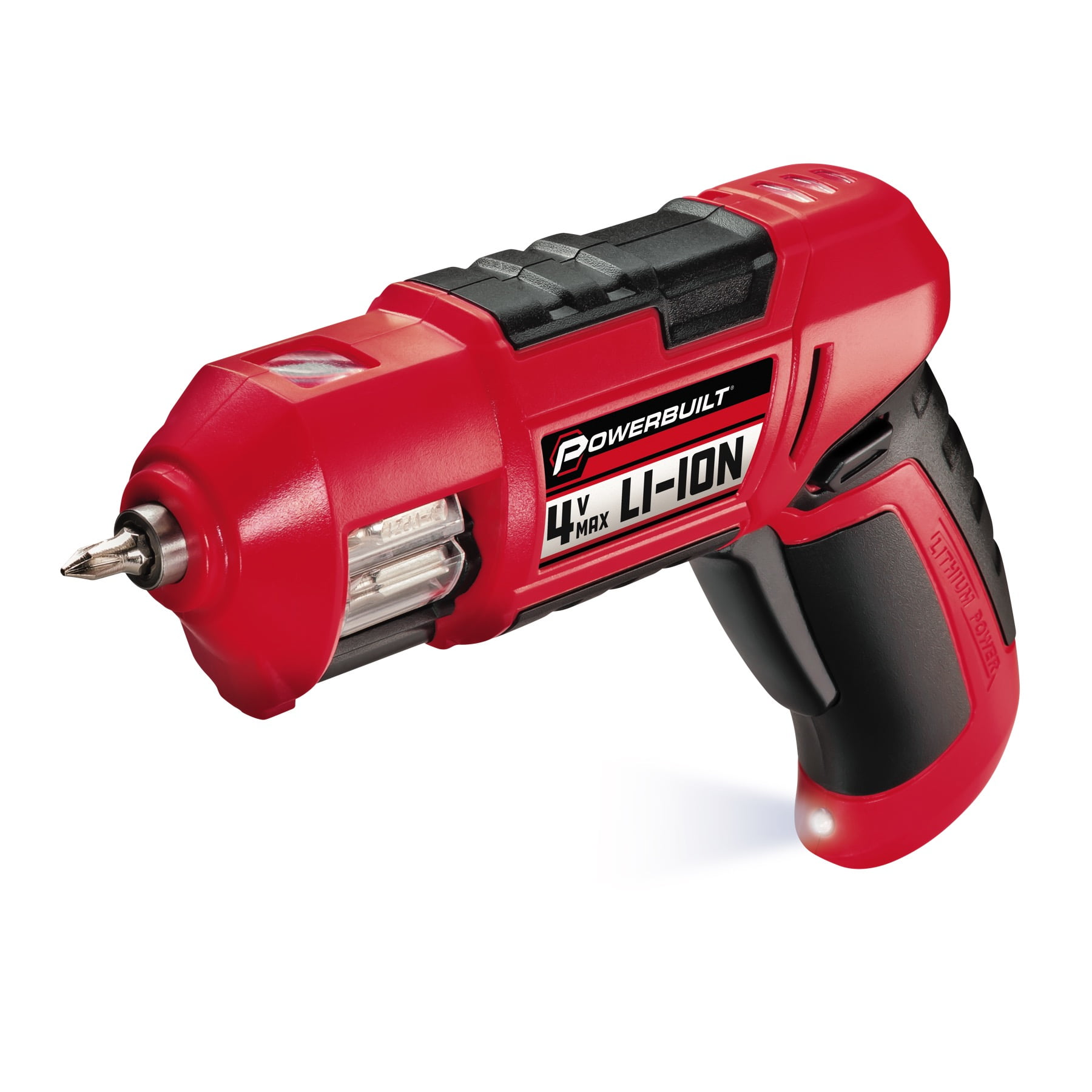 Powerbuilt 4V Lithium Ion Cordless Screwdriver with Revolving Bit Magazine 240199