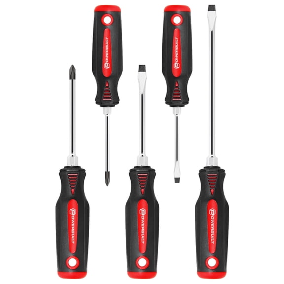 Powerbuilt 5 Piece Screwdriver Set with Double Injection Handles - 646181