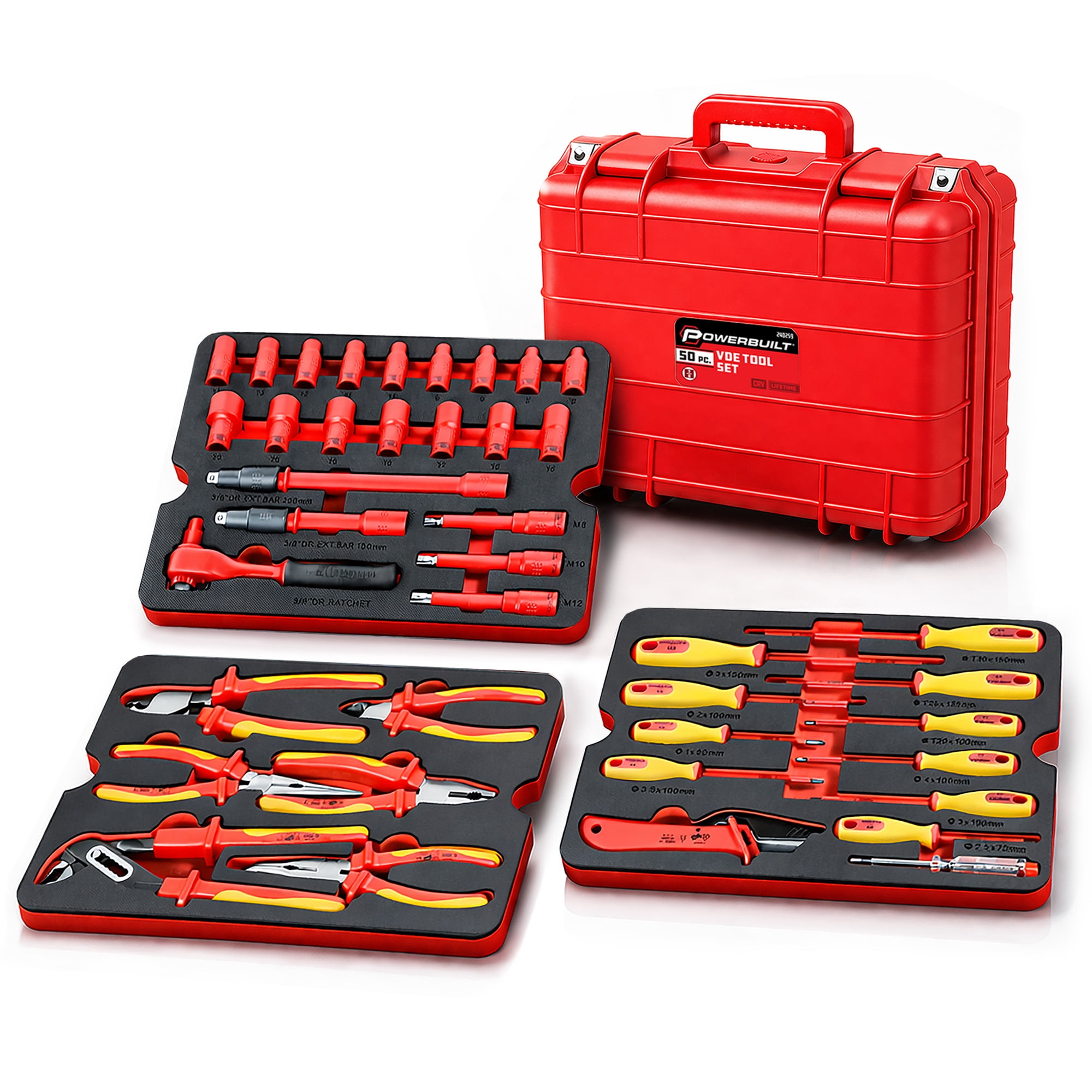 Powerbuilt 50 Piece Master VDE Electrical Tool Set with Case - 240259