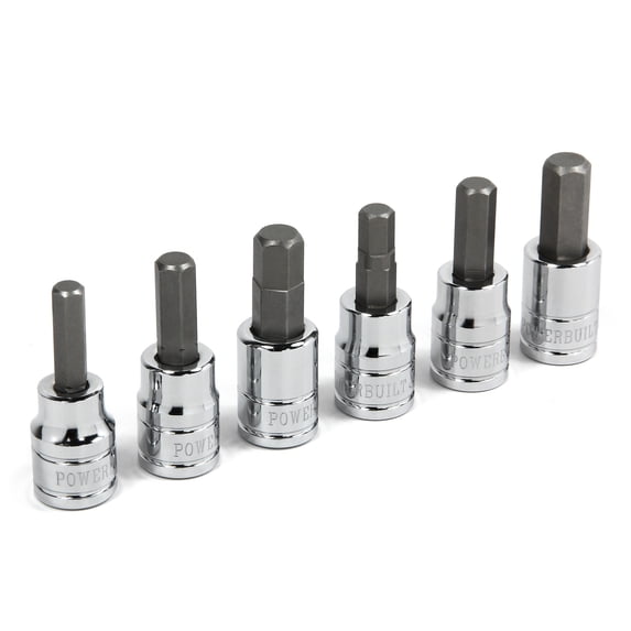 Powerbuilt 6 Piece 3/8 iInch Drive SAE and Metric Hex Bit Socket Set - 640052