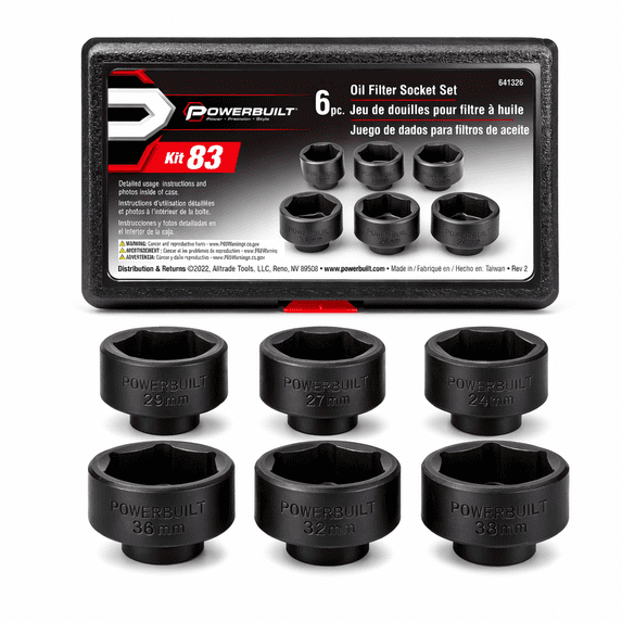 Powerbuilt 6 Piece Specialty Oil Filter Socket Set - 641326