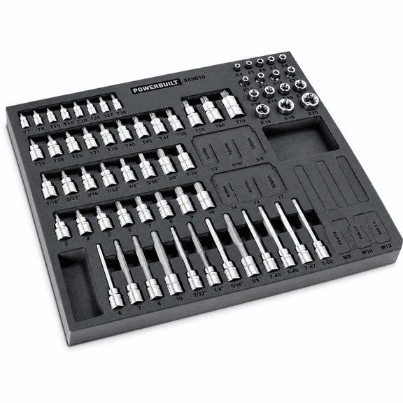 Powerbuilt 64 Piece Pro Tech Bit and E-Torx Socket Set - 949010