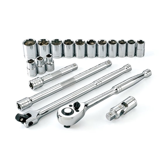 Powerbuilt 641708 1/2" Drive 6 Pt. Metric Socket Set, 19 Pieces
