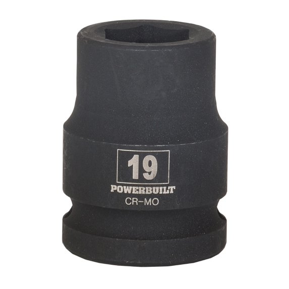 Powerbuilt 3/4" Dr. 6 Pt. Metric Impact Socket 19mm Chromoly Steel - 647386