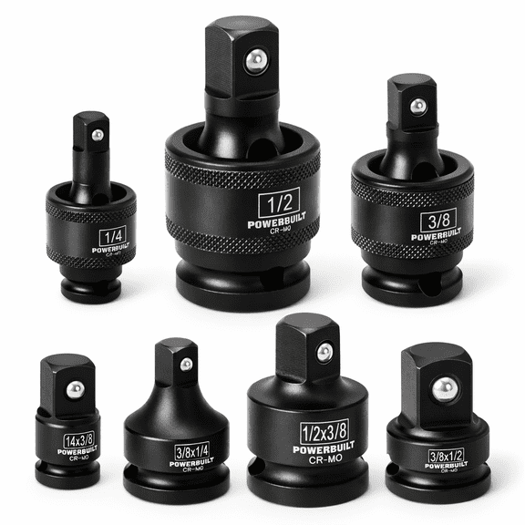 Powerbuilt 7 Piece Impact Universal Joint and Adapter Set - 647095