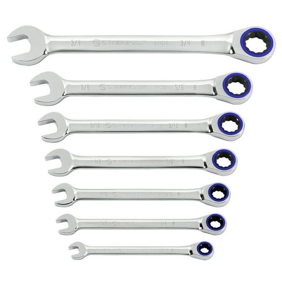 Powerbuilt 7 Piece SAE 100 Tooth Ratcheting Wrench Set - 642761