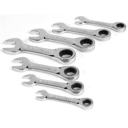 Powerbuilt 640532 SAE Stubby Ratcheting Wrench Set, 7-Piece