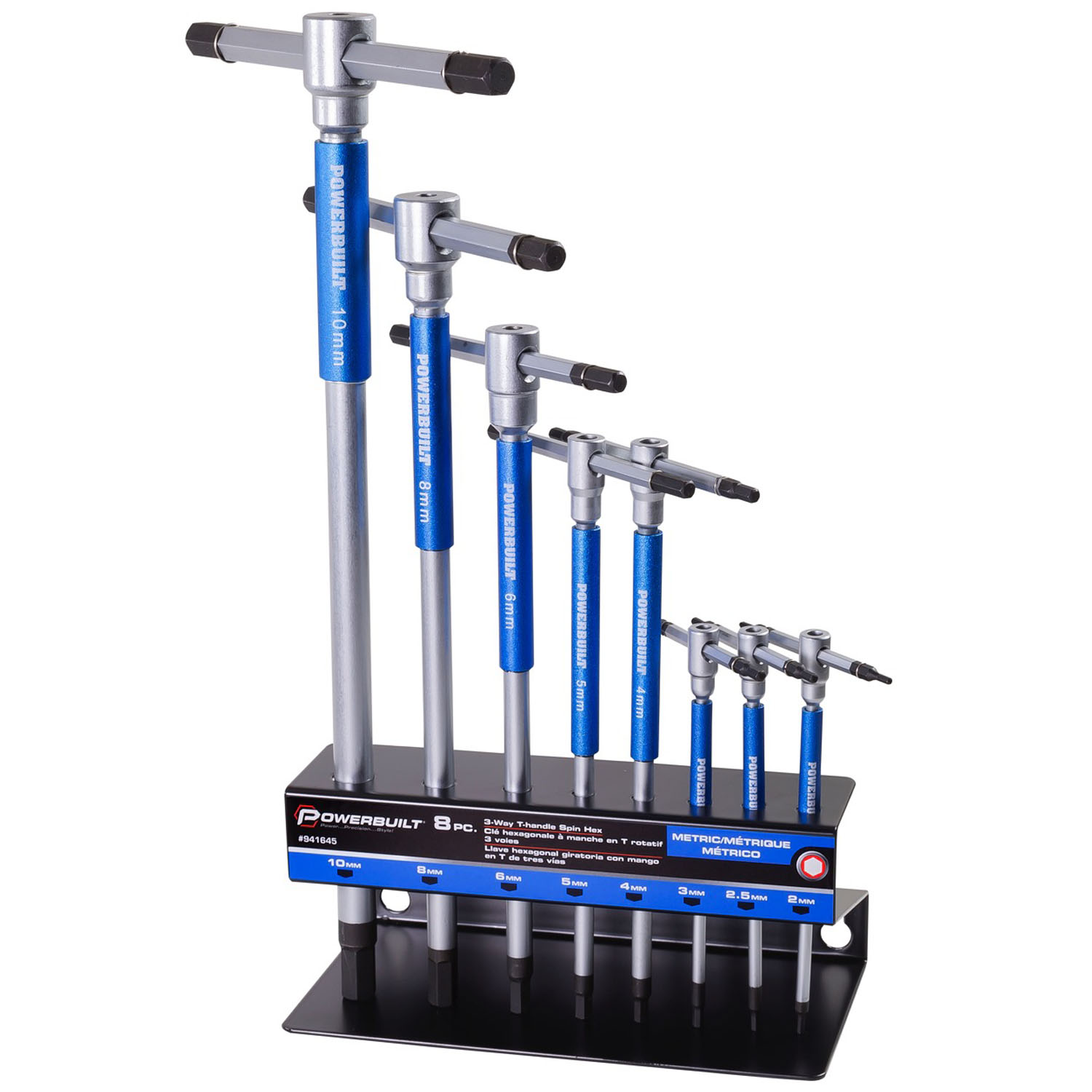 Powerbuilt 8 Pc Metric T-Handle Hex Allen Key Wrench Set w/Storage Rack - 941645 - image 1 of 5
