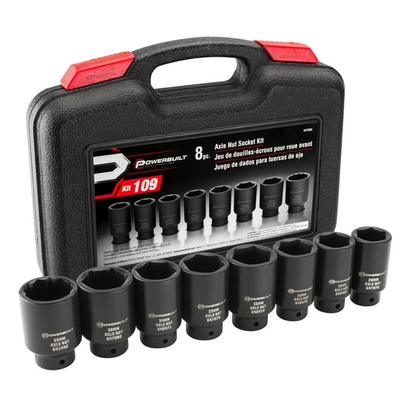 Powerbuilt 8 Piece Master 6 Point Axle Nut Socket Set - 647883