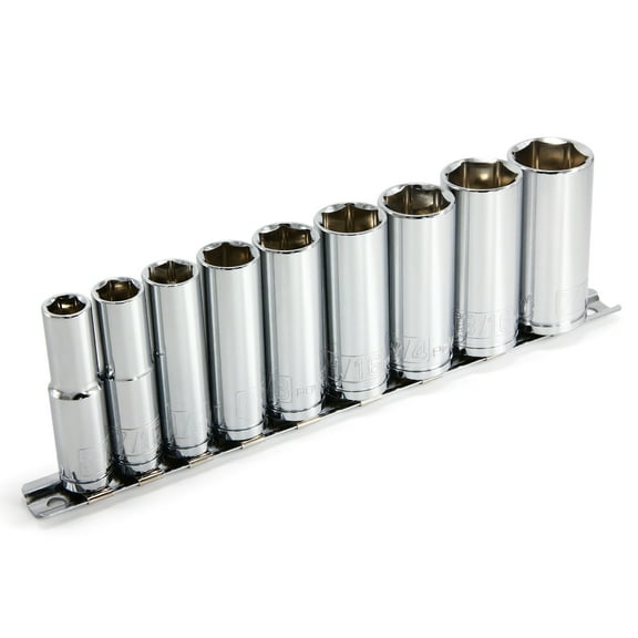 Powerbuilt 9 Piece 3/8 Inch Drive SAE 6 Point Deep Well Socket Set - 641717