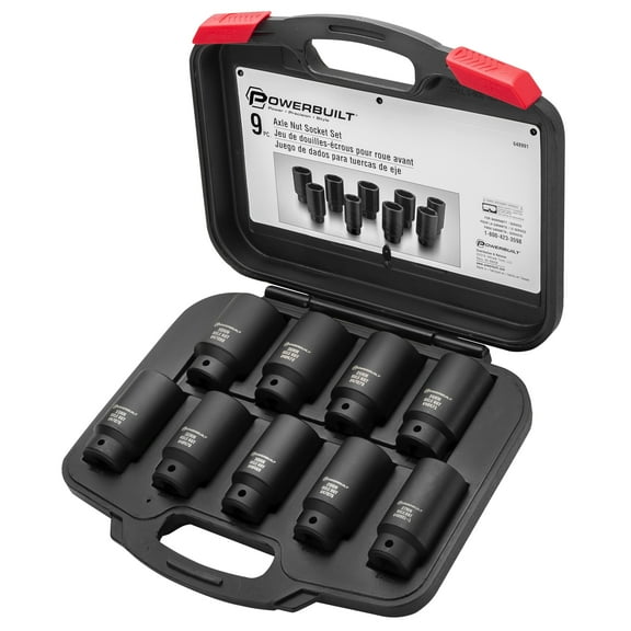 Powerbuilt 9 Piece Deluxe Axle Nut Socket Set - 648991