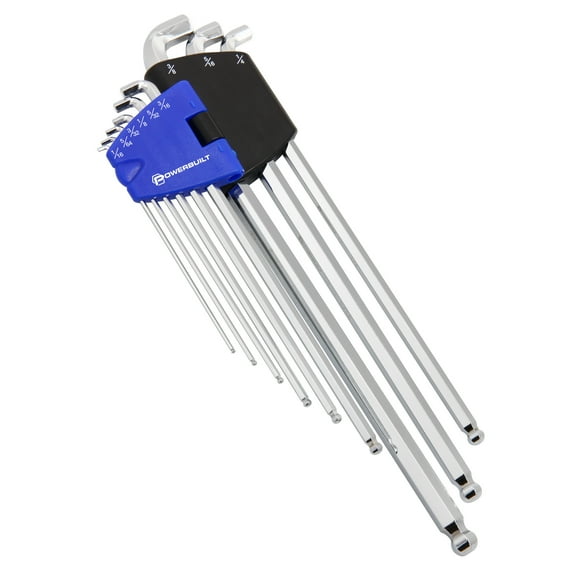 Powerbuilt 9 Piece SAE Stubby Long Arm Hex Key Wrench Set - 240099