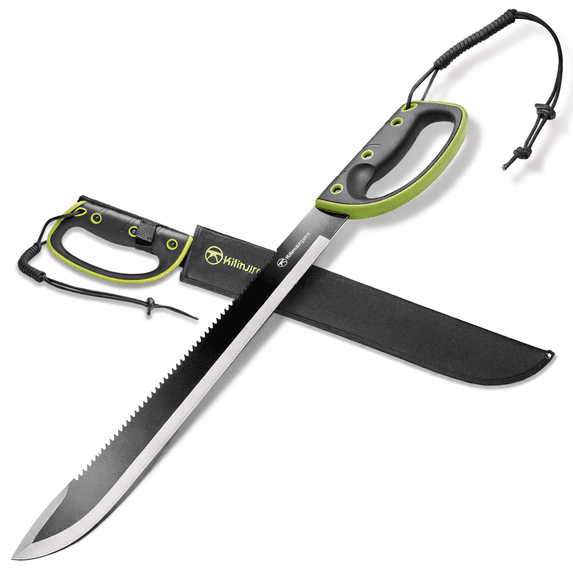 Kilimanjaro 24 Inch Machete with Serrated Back, Black Finish - 910039