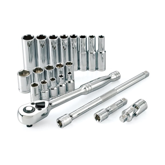 Powerbuilt 940365 1/4" Drive 6-Point SAE Socket Set, 23 Piece