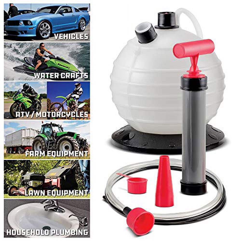 Powerbuilt Oil and Fluid Extractor 6.3 Quart (6 Liter), Manual Liquid Pump Extract and Transfer, Automotive, Engine, Transmission, Radiator, 647570