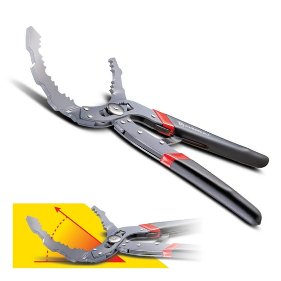 Powerbuilt Self-Adjusting Oil Filter Pliers with 30 Degree Angled Jaws - 942099