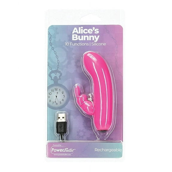 Alice's Bunny Rechargeable Bullet w/Rabbit Sleeve - 10 Functions Pink Rabbit Vibrator