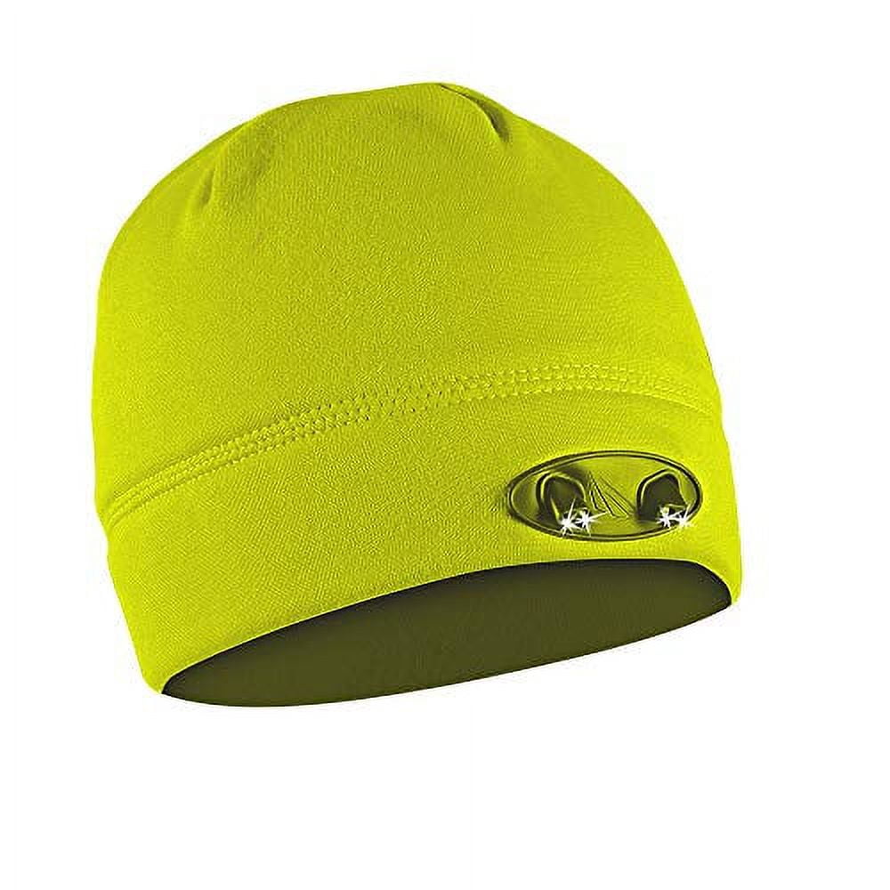 Powercap 3555 Compression Fleece Beanie Hat with LED lights, Hi-Vis Yellow 