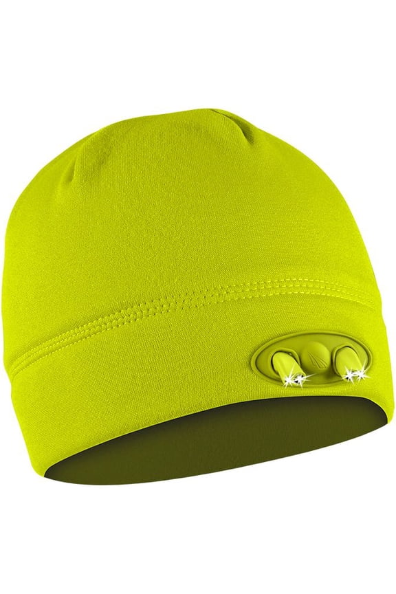 CUBWB-5529 4 Light Emitting Diode Lighted Fleece Beanie Hat, Yellow