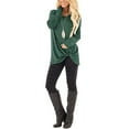 thumbnail image 1 of Powerdelux Long Sleeve Shirts For Women Casual Solid Twist Front Tunic Tops To Wear With Leggings, 1 of 7
