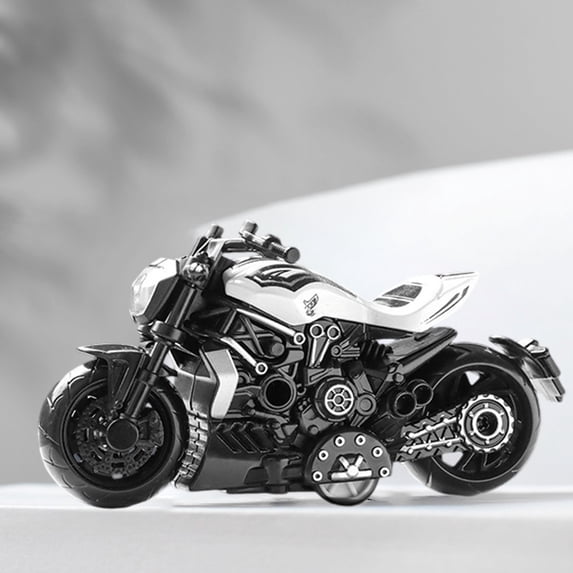 Powered Alloy Motorcycle Toy for Boys Pull Back Racing Car, Durable Simulation Model, Kids Interactive Play, Family Fun Gift, Collectible Desktop Ornament White