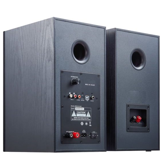 Powered Bookshelf Speakers, 25W x 2, Active Studio Monitor Speaker with 5.25 Inch Woofer, Bluetooth/RCA/Coaxial/Optical/USB/Subwoofer Connection, Wood