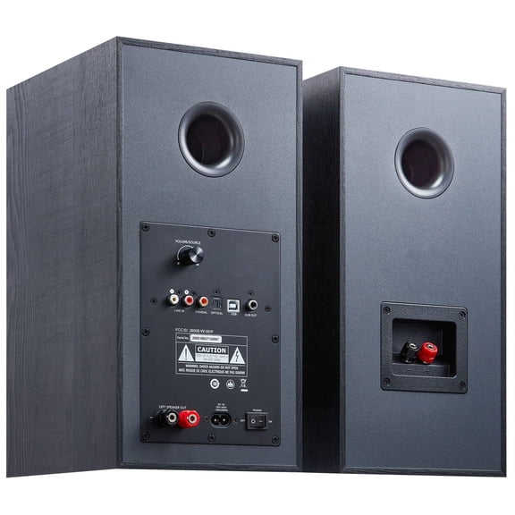 Powered Bookshelf Speakers, 25W x 2, Active Studio Monitor Speaker with 5.5 Inch Woofer, Bluetooth/RCA/Coaxial/Optical/USB/Subwoofer Connection, Woode