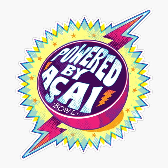 Powered By Açaí Acai Bowl Er, Phone Decal Water Bottle Stickers Car Decals, Funny Birthday Gift