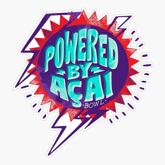 Powered By Acai Açaí Er, Phone Decal Water Bottle Stickers Car Decals, Funny Birthday Gift