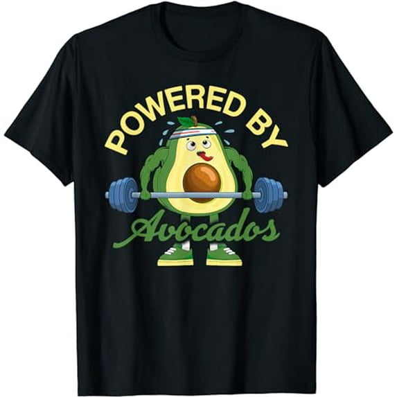 Powered By Avocado Lifting Weights Gym Fitness Workout T-Shirt