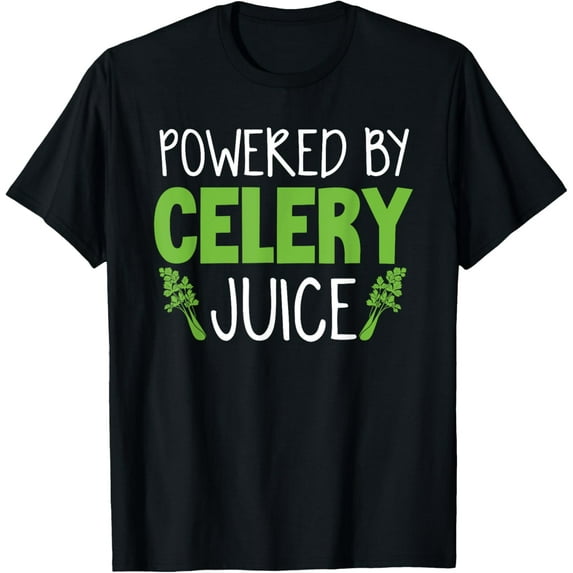 Powered By Celery - Celery Shirt Gift For Celery Juice Lover T-ShirtPure cotton short-sleeved shirts for both men and women