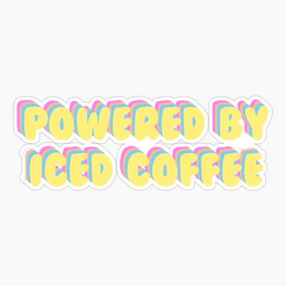 Powered By Iced Coffee Er, Phone Decal Water Bottle Stickers Car Decals, Funny Birthday Gift