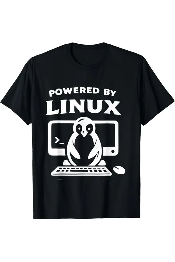 Powered By Linux Penguin Open Source Technology Graphic Vintage Tee,for men and women up to 5XL