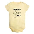 thumbnail image 1 of Powered By Milk Funny Rompers For Babies, Newborn Baby Unisex Bodysuits, Infant Jumpsuits, Toddler 0-12 Months Kids One-Piece Oufits (Yellow, 6-12 Months), 1 of 4